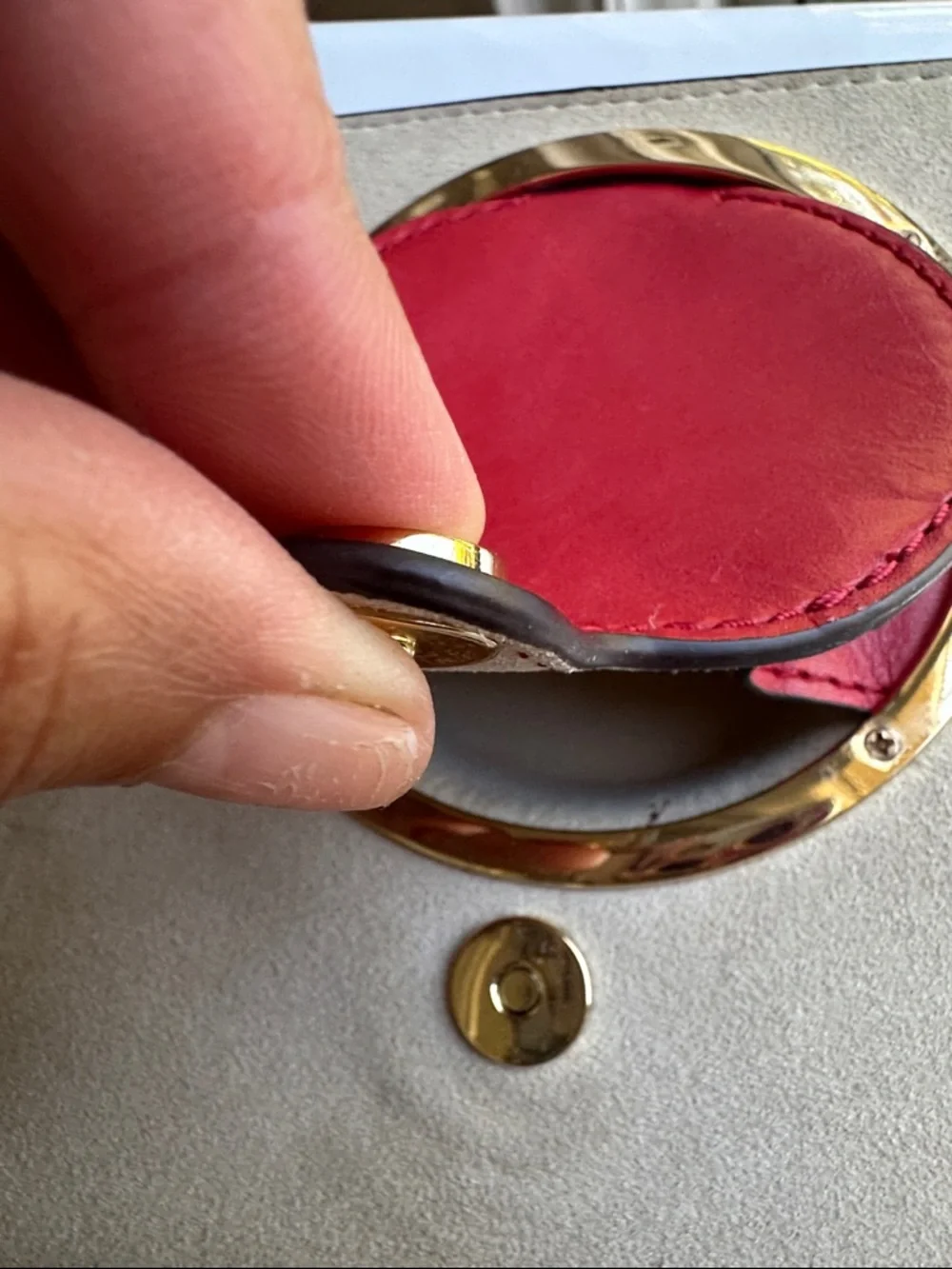 Michael Kors Red Leather Crossbody with Gold Ring Detail - Picture 9 of 12